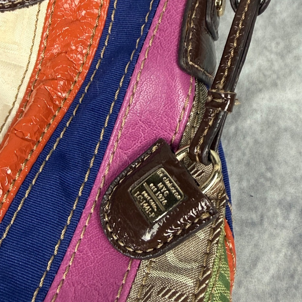 Y2K Multi Color Striped Hobo Bag Boho Shoulder Purse Liz Claiborne Mixed Media - Picture 9 of 11